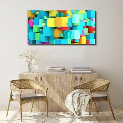 Colorful cubes on a 3D background Canvas wall art