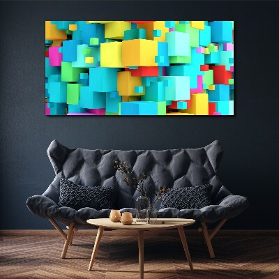 Colorful cubes on a 3D background Canvas wall art