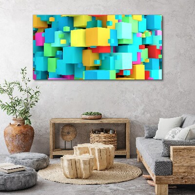 Colorful cubes on a 3D background Canvas wall art