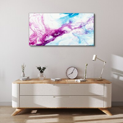 Waves of colors in blue and pink Print on canvas