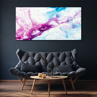 Waves of colors in blue and pink Print on canvas