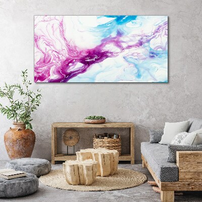 Waves of colors in blue and pink Print on canvas