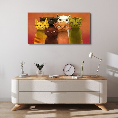 Cats in colorful harmony Print on canvas