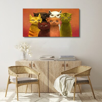 Cats in colorful harmony Print on canvas