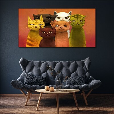 Cats in colorful harmony Print on canvas