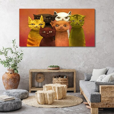 Cats in colorful harmony Print on canvas