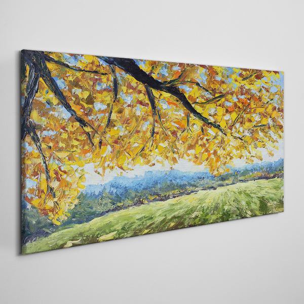 Golden autumn in the landscape Canvas wall art
