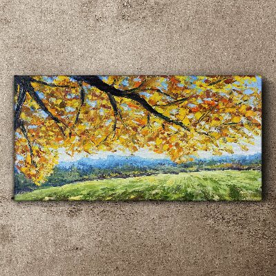 Golden autumn in the landscape Canvas wall art