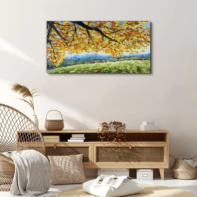 Golden autumn in the landscape Canvas wall art
