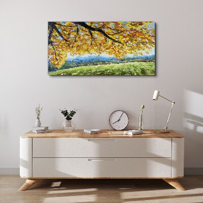 Golden autumn in the landscape Canvas wall art