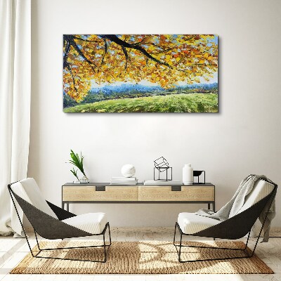 Golden autumn in the landscape Canvas wall art