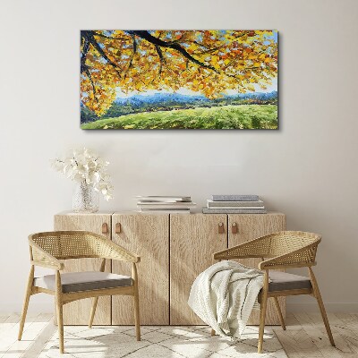 Golden autumn in the landscape Canvas wall art
