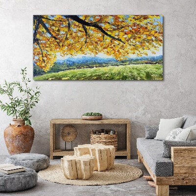 Golden autumn in the landscape Canvas wall art