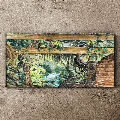 Tropical landscape with waterfall Print on canvas