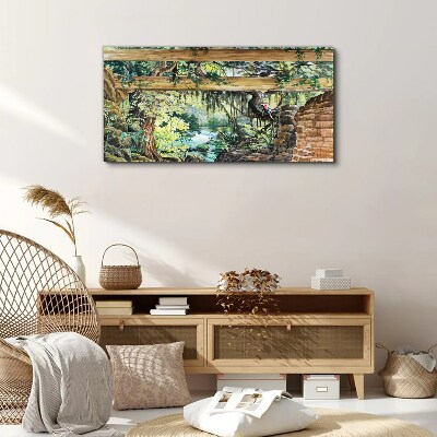 Tropical landscape with waterfall Print on canvas