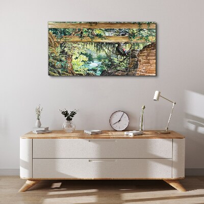 Tropical landscape with waterfall Print on canvas