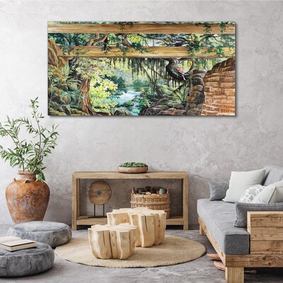 Tropical landscape with waterfall Print on canvas