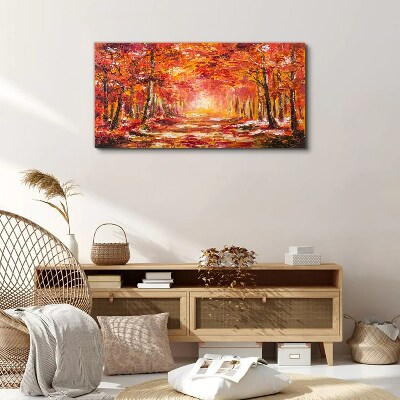 Autumn reflections in the forest Canvas wall art