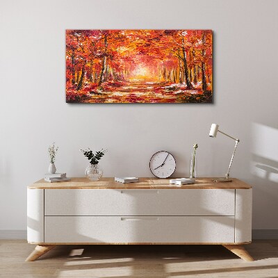 Autumn reflections in the forest Canvas wall art