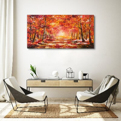 Autumn reflections in the forest Canvas wall art
