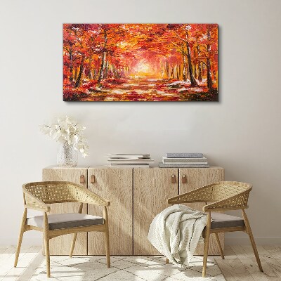 Autumn reflections in the forest Canvas wall art