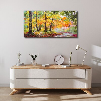 Forest leaves nature path Canvas Wall art