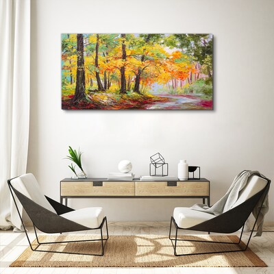 Forest leaves nature path Canvas Wall art