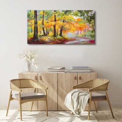 Forest leaves nature path Canvas Wall art