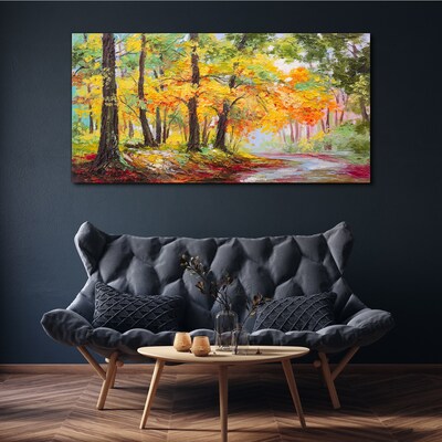 Forest leaves nature path Canvas Wall art