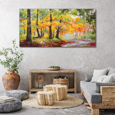 Forest leaves nature path Canvas Wall art