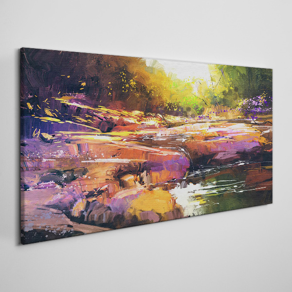 Colorful landscape by the river Canvas wall art
