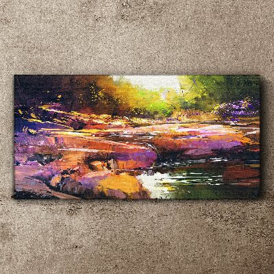 Colorful landscape by the river Canvas wall art