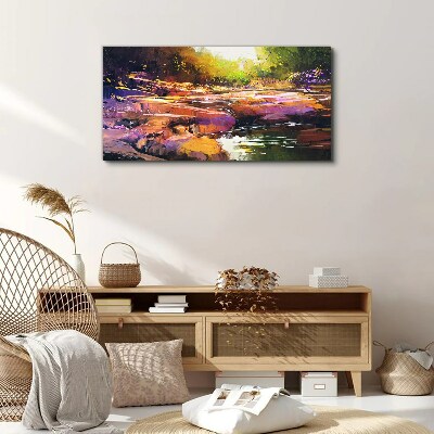 Colorful landscape by the river Canvas wall art