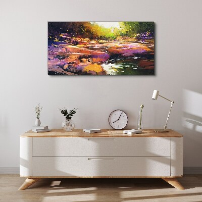 Colorful landscape by the river Canvas wall art