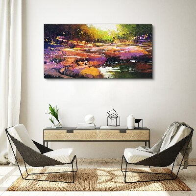 Colorful landscape by the river Canvas wall art