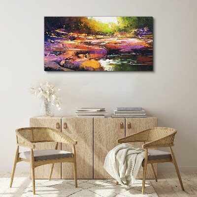 Colorful landscape by the river Canvas wall art