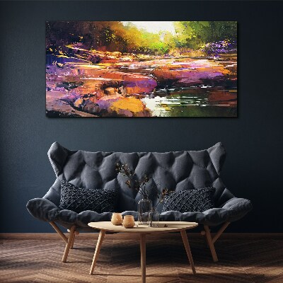 Colorful landscape by the river Canvas wall art