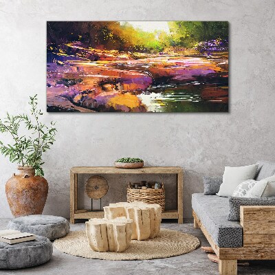 Colorful landscape by the river Canvas wall art