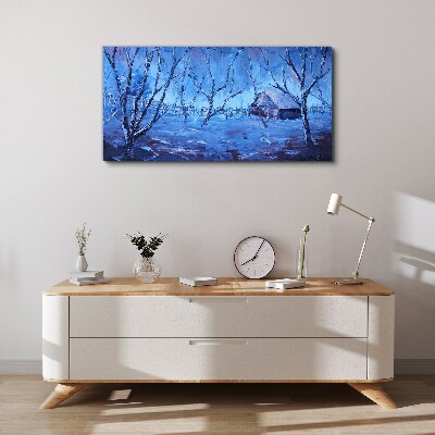 Abstraction winter snow trees Canvas Wall art