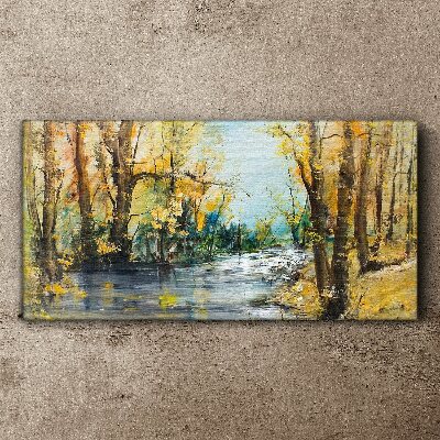 Autumn scenery by the river Canvas wall art