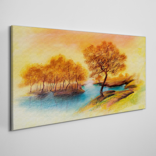 Autumn melody over the water Print on canvas