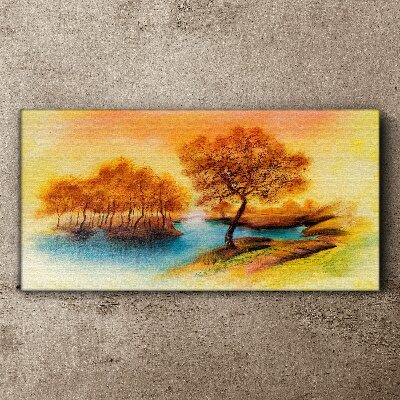Autumn melody over the water Print on canvas
