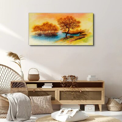 Autumn melody over the water Print on canvas