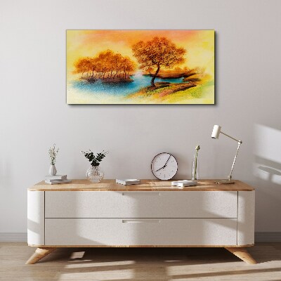 Autumn melody over the water Print on canvas