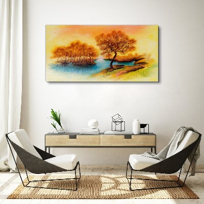 Autumn melody over the water Print on canvas