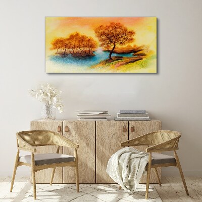Autumn melody over the water Print on canvas