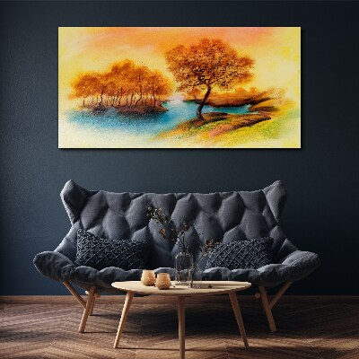 Autumn melody over the water Print on canvas