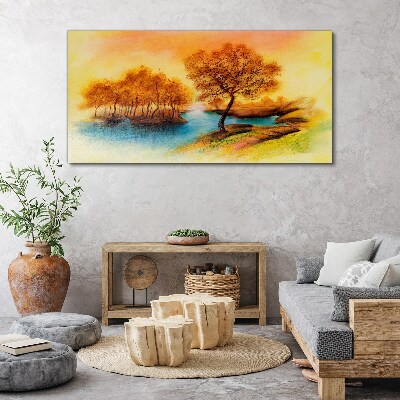 Autumn melody over the water Print on canvas