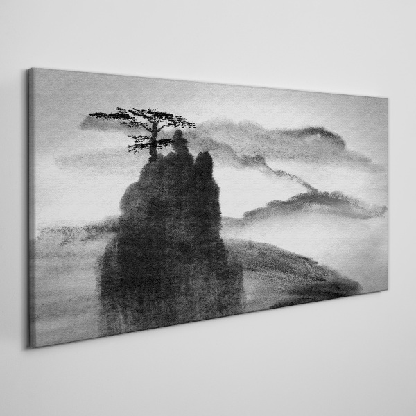 A lonely tree on a rocky mountain Print on canvas