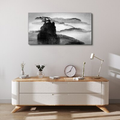 A lonely tree on a rocky mountain Print on canvas